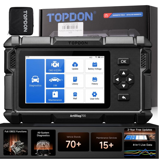 TOPDON ArtiDiag700 Supports Full-system Diagnostic, 15 Reset Services, AutoVIN, Real-time Data Streaming