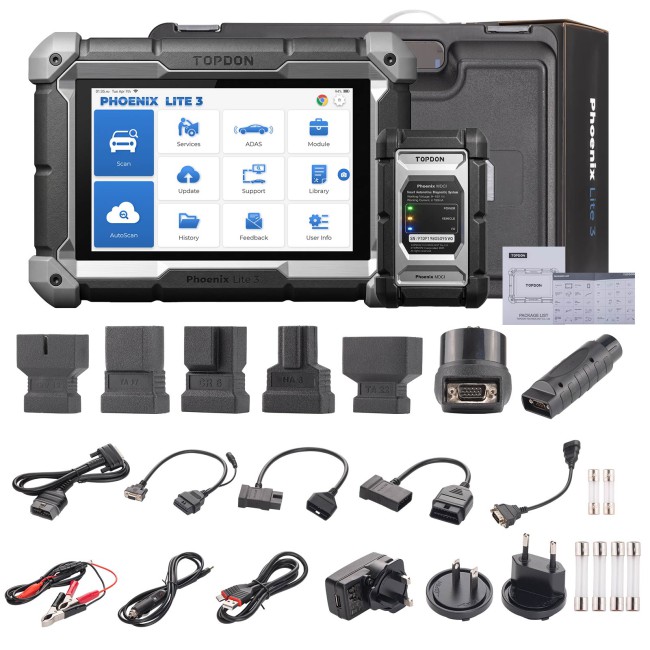 TOPDON Phoenix Lite3 OE-Level Scan Tool, 35 Service Functions, 8" Display, Bi-Directional Controls, CANFD & FCA