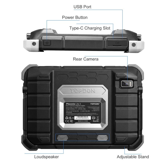 TOPDON Phoenix Lite3 OE-Level Scan Tool, 35 Service Functions, 8" Display, Bi-Directional Controls, CANFD & FCA