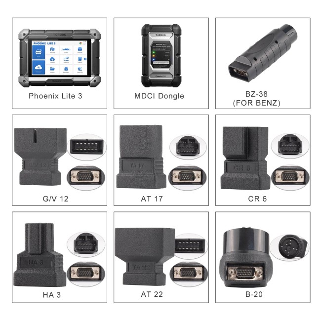 TOPDON Phoenix Lite3 OE-Level Scan Tool, 35 Service Functions, 8" Display, Bi-Directional Controls, CANFD & FCA