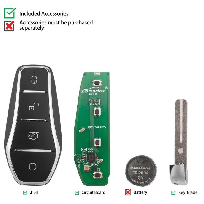 LONSDOR BY30-01 for BYD 4 Buttons Supports ID46 ID4A 315MHZ 433.62MHZ 433.92MHZ