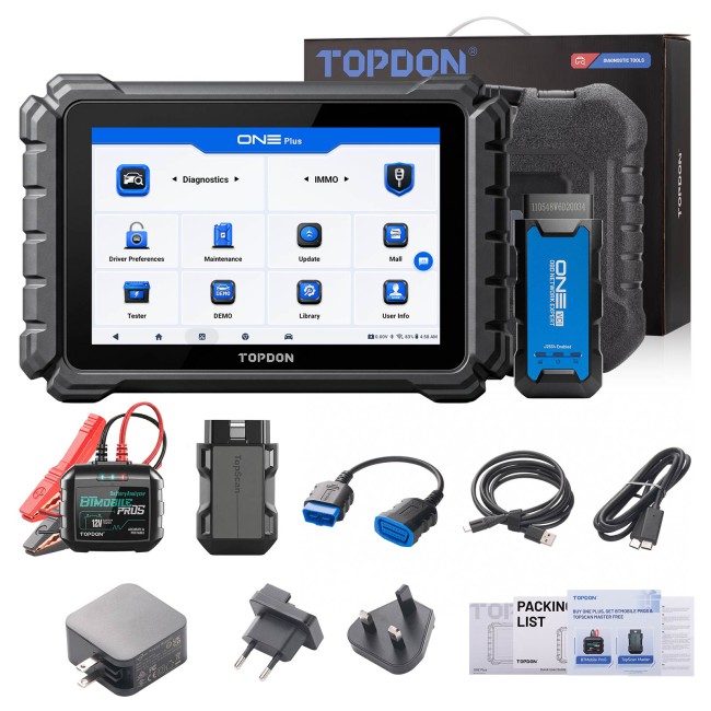 TOPDON ONE PLUS Professional 10.1" Automotive Diagnostic Tool Supports Hidden Functions Activation, 50+ Maintenance Functions, Battery Testing