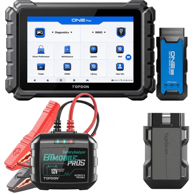 TOPDON ONE PLUS Professional 10.1" Automotive Diagnostic Tool Supports Hidden Functions Activation, 50+ Maintenance Functions, Battery Testing
