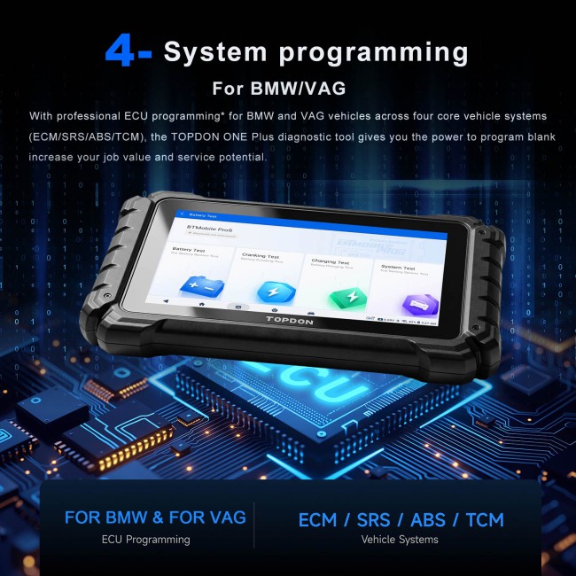 TOPDON ONE PLUS Professional 10.1" Automotive Diagnostic Tool Supports Hidden Functions Activation, 50+ Maintenance Functions, Battery Testing
