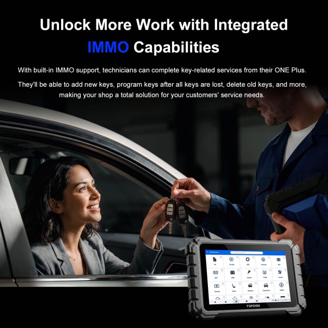TOPDON ONE PLUS Professional 10.1" Automotive Diagnostic Tool Supports Hidden Functions Activation, 50+ Maintenance Functions, Battery Testing