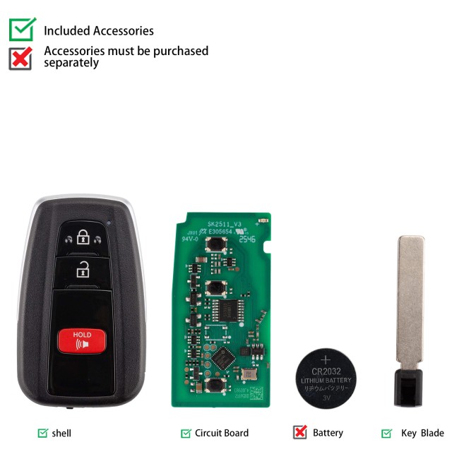 5Pcs/Lot AUTEL IKEYTY003AL 3 Buttons 315/433 MHz for Toyota 4D & 8A