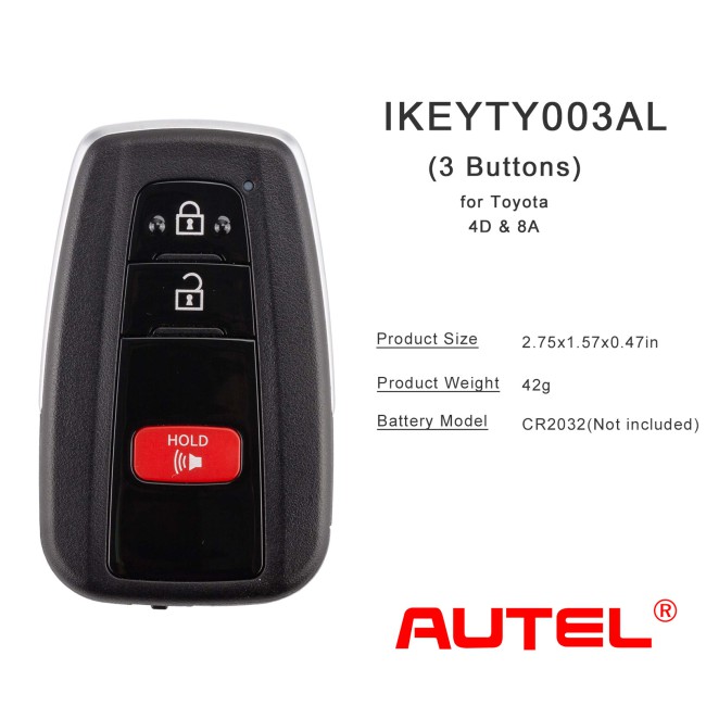 5Pcs/Lot AUTEL IKEYTY003AL 3 Buttons 315/433 MHz for Toyota 4D & 8A