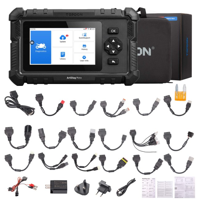 TOPDON ArtiDiag Moto 5 Inch Motorcycle Diagnostic Tool Support 15 Brands Motors 35+ Special Functions