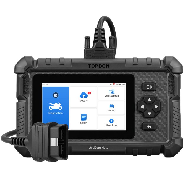 TOPDON ArtiDiag Moto 5 Inch Motorcycle Diagnostic Tool Support 15 Brands Motors 35+ Special Functions