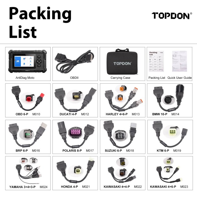 TOPDON ArtiDiag Moto 5 Inch Motorcycle Diagnostic Tool Support 15 Brands Motors 35+ Special Functions