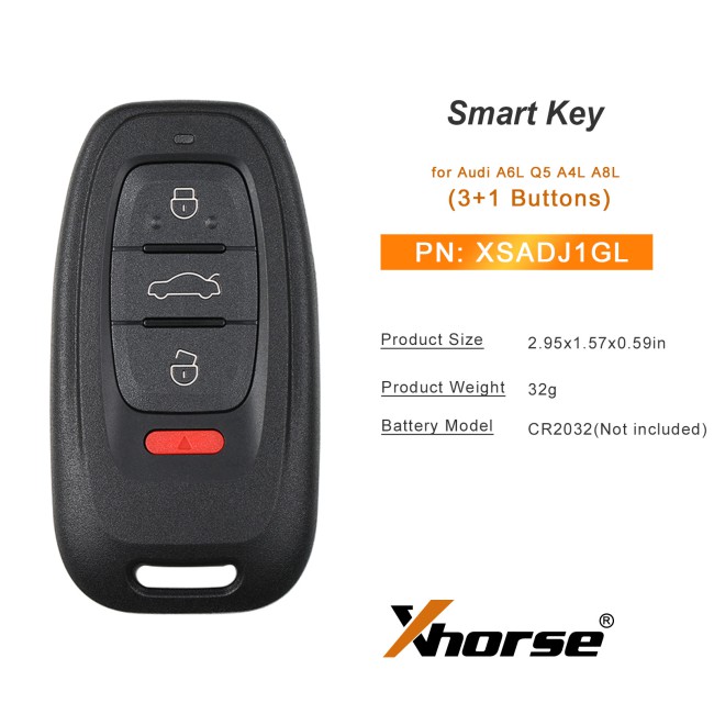 5pcs/lot Xhorse XSADJ1GL VVDI 754J Smart Key for Audi A6L Q5 A4L A8L