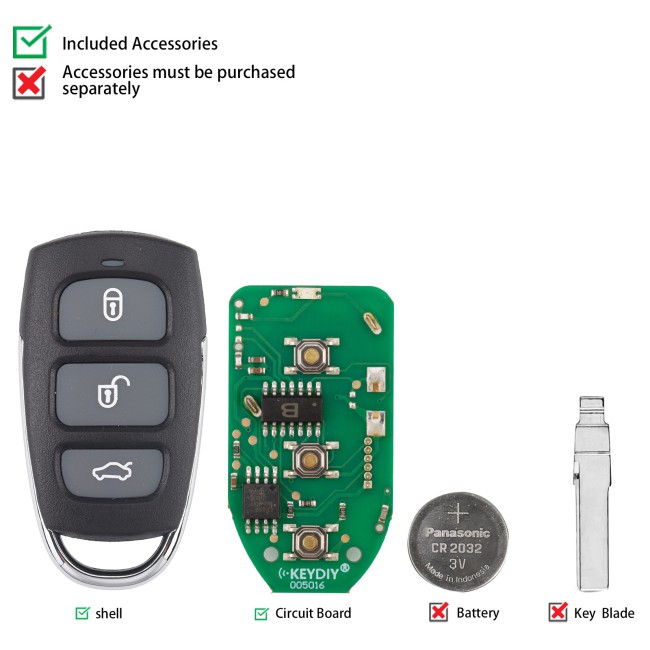 [5Pcs/Lot] KEYDIY KD B20-3 Universal Remote Key 3 Buttons for Hyundai Azera Type