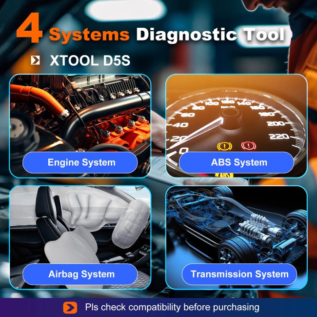 XTOOL D5S Vehicle Scanner with 16 Maintenance Services Supports Oil Light Reset, EPB, SAS, BMS Reset, Throttle, TPMS Reset, ABS