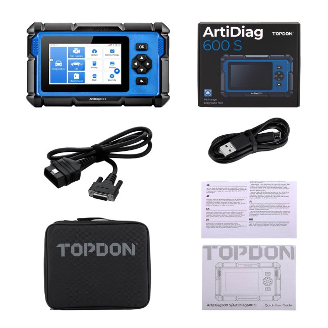 TOPDON Artidiag 600S Mid-level Diagnostic Tool Support Oil Reset Brake Reset SAS Reset BMS Reset ABS Bleeding, ETS Reset TPMS Free Update