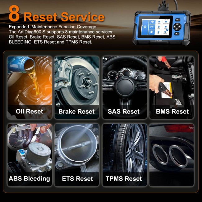 TOPDON Artidiag 600S Mid-level Diagnostic Tool Support Oil Reset Brake Reset SAS Reset BMS Reset ABS Bleeding, ETS Reset TPMS Free Update