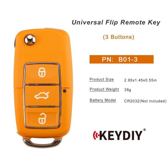 [5Pcs/Lot] KEYDIY KD B01-3 Luxury (Yellow) Universal Flip Remote Key 3 Buttons