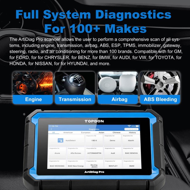 TOPDON ArtiDiag Pro V2.0 Mid-level Full System Diagnostic Tool Bi-Directional Control 35 Maintenance Services CU Coding Support DOIP CAN FD