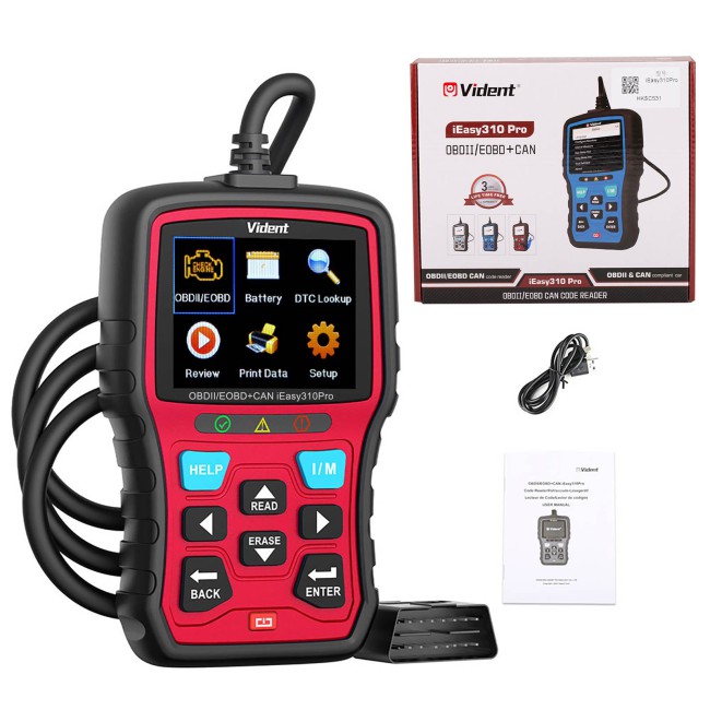 VIDENT iEasy310 Pro (Red) Enhanced OBD2 Automotive Scanner Professional OBDII Code Reader Engine Fault Scan Tool Car Diagnostic Tool