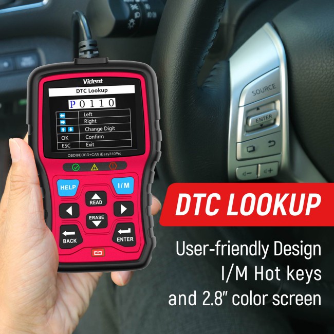 VIDENT iEasy310 Pro (Red) Enhanced OBD2 Automotive Scanner Professional OBDII Code Reader Engine Fault Scan Tool Car Diagnostic Tool