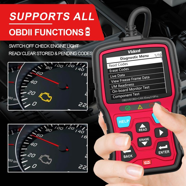 VIDENT iEasy310 Pro (Red) Enhanced OBD2 Automotive Scanner Professional OBDII Code Reader Engine Fault Scan Tool Car Diagnostic Tool