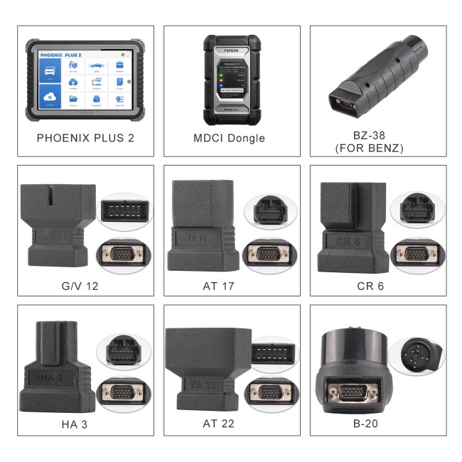 TOPDON Phoenix Plus 2 Integrated Diagnostic Tool Bi-Directional Control Topology Mapping 41 Maintenance Services ECU Coding FCA SGW AutoAuth