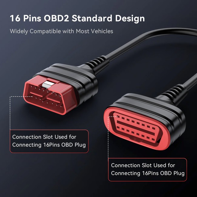 THINKCAR THINKDIAG Extension Cable Length 60cm, High-quality Copper Core Wire, Use Eco-friendly Materials, Supports Connecting to All OBD2 Devices