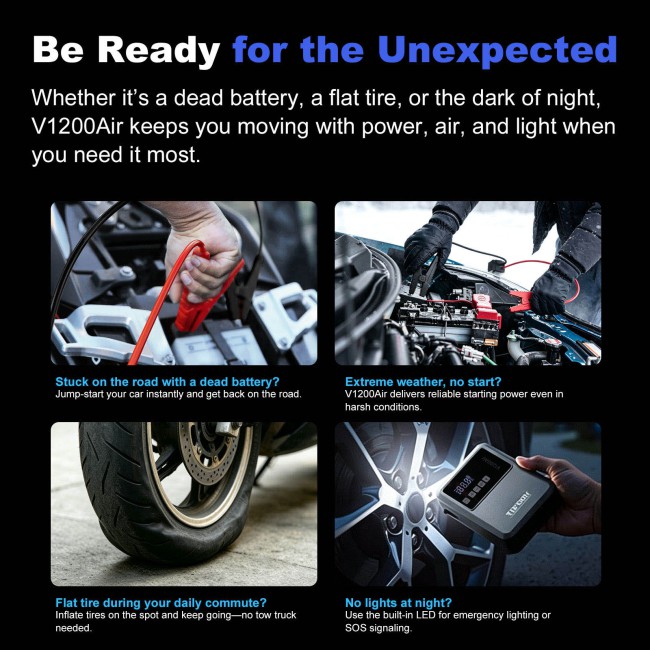 TOPDON V1200AIR 2-in-1 1200 Peak Amp Jump Starter & Tire Inflator