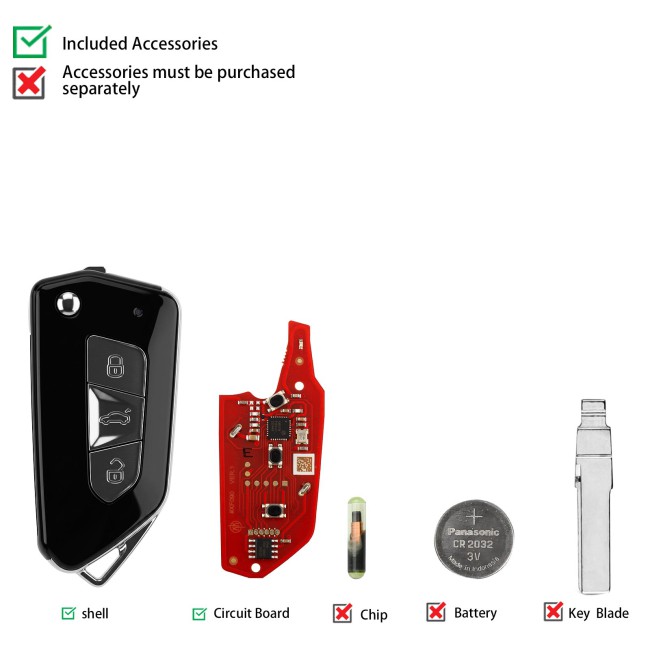 [5pcs/lot] XHORSE XKGA84EN Second Generation Universal Remote Key 3 Buttons