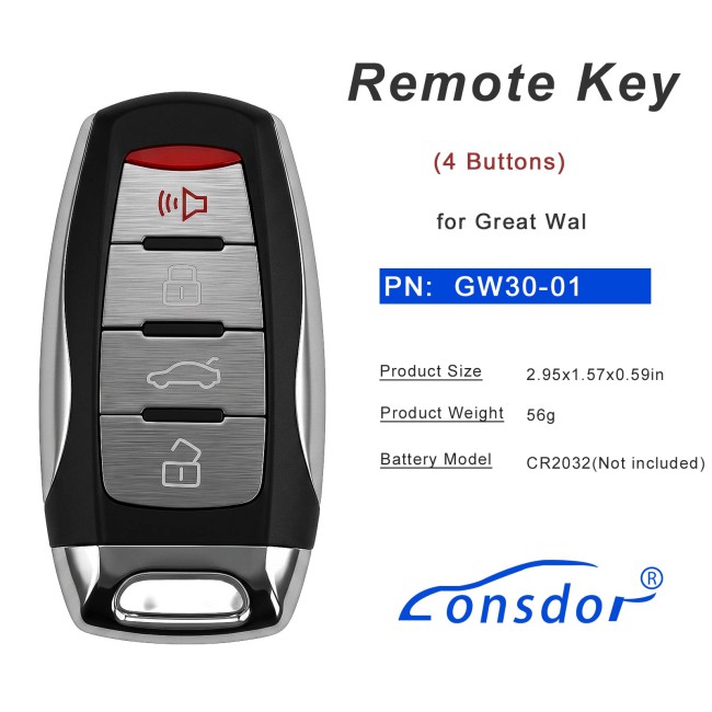 LONSDOR GW30-01 Remote Key 4 Buttons for Great Wall