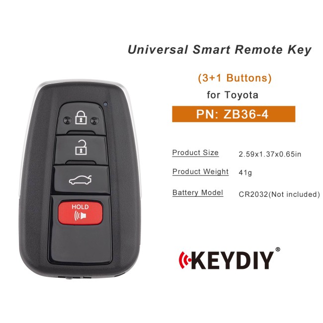 [5pcs/lot] KEYDIY KD ZB36-4 Universal Smart Remote Key 3+1 Buttons for Toyota Type