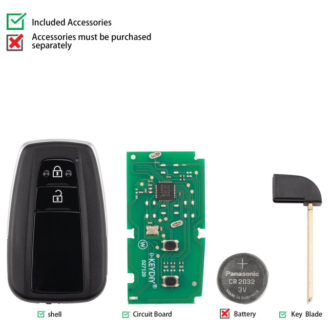 [5pcs/lot] KEYDIY KD ZB36-2 Universal Smart Remote Key 2 Buttons for Toyota Type