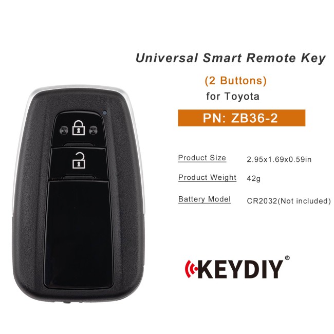 [5pcs/lot] KEYDIY KD ZB36-2 Universal Smart Remote Key 2 Buttons for Toyota Type