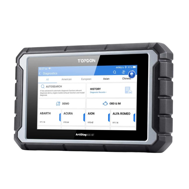 TOPDON ArtiDiag 900 BT ArtiDiag 900-BT Mid-level 28 Advanced Service FCA Gateway Access/Oil Resets/SAS Reset/Brake Reset/ABS Bleeding
