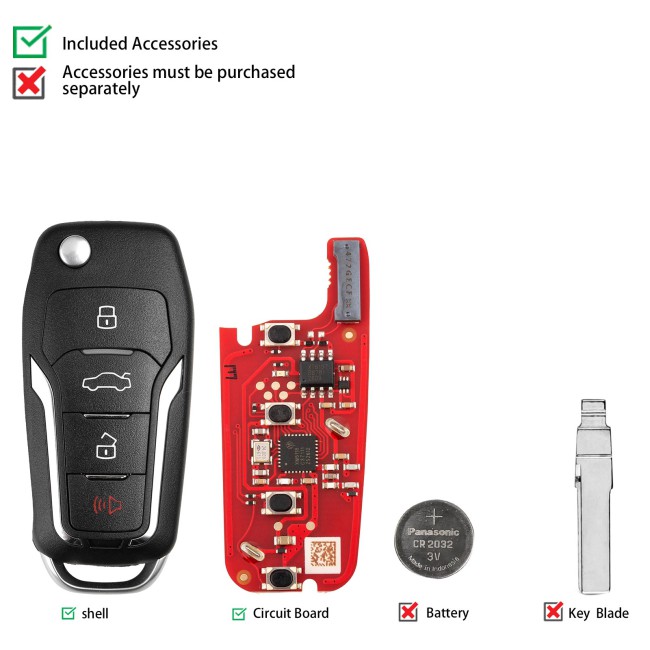 [5pcs/ lot] XHORSE XEFO21EN FOR.D Style Second Generation Super Remote Flip 4 Buttons
