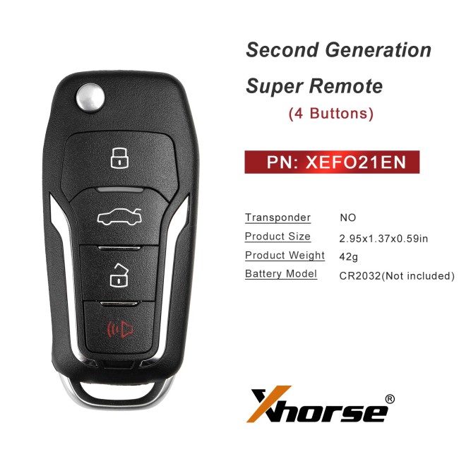 [5pcs/ lot] XHORSE XEFO21EN FOR.D Style Second Generation Super Remote Flip 4 Buttons