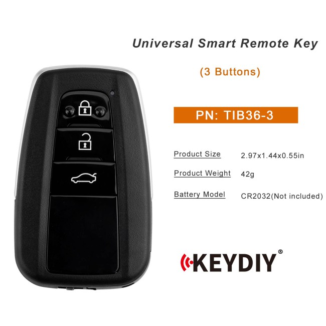 [5pcs/ lot] KEYDIY TIB36-3 Universal Smart Remote Key 3 Buttons