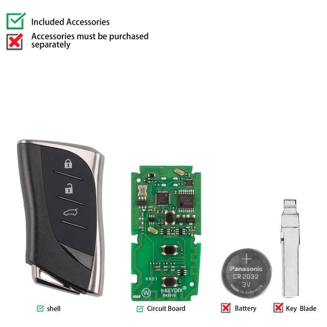 [5pcs/lot] KEYDIY TIB42-3 Universal Smart Remote Key 3 Buttons