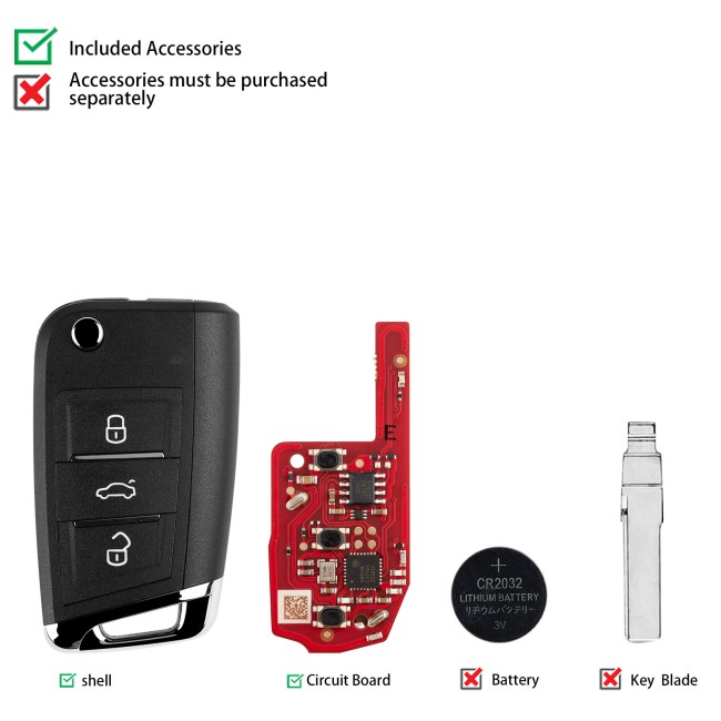 [5pcs/ lot] XHORSE XEDM24EN Second Generation Super Remote MQB Style 3 Buttons