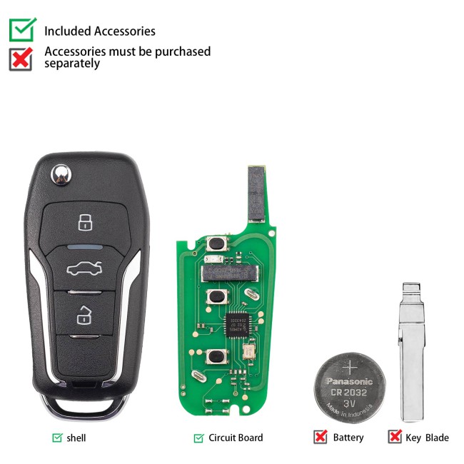 [5Pcs/Lot] KEYDIY KD ZB12-3 Universal Smart Remote Key 3 Buttons for Ford Type