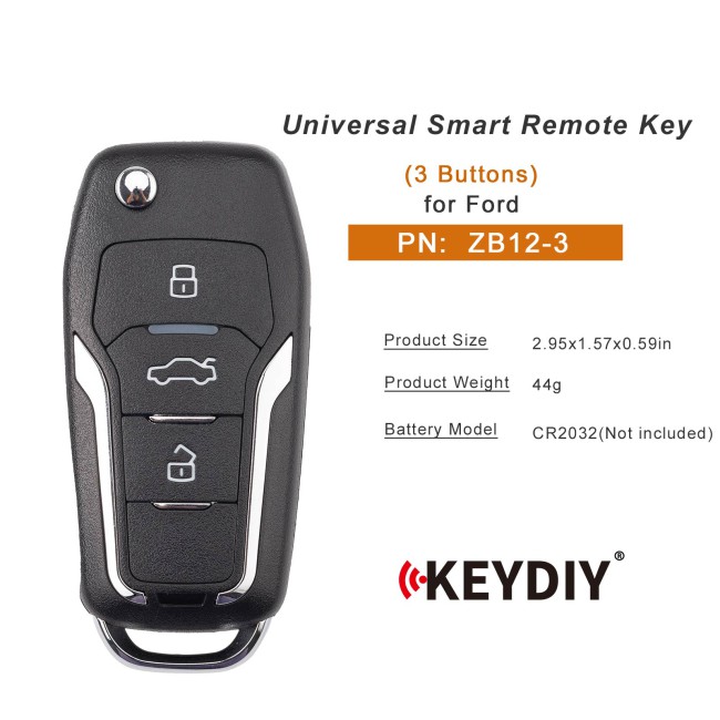 [5Pcs/Lot] KEYDIY KD ZB12-3 Universal Smart Remote Key 3 Buttons for Ford Type