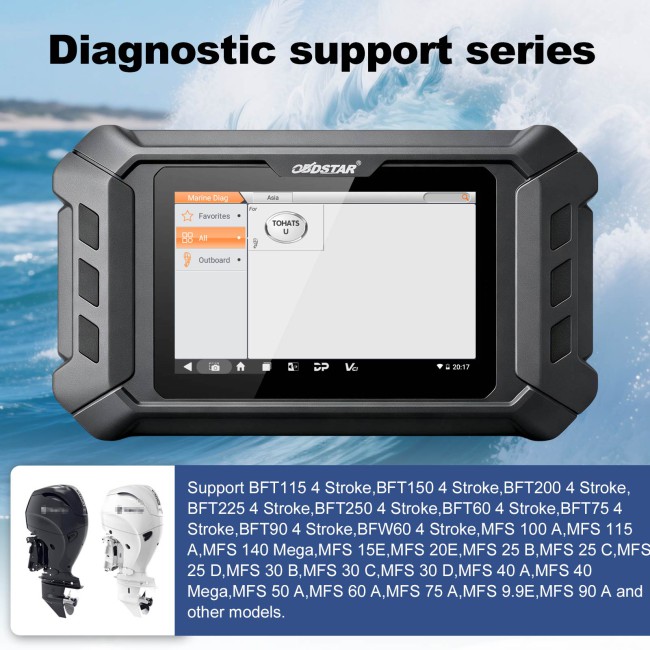 OBDSTAR iScan Global TOHATSU Marine Scanner Read/Clear Fault Codes, Data Flow, Action Test, Coding