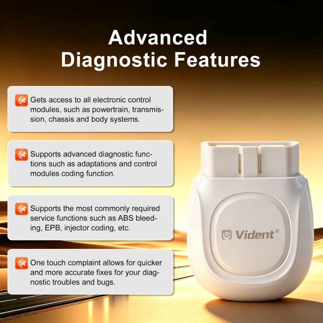 VIDENT iSmartDiag500Max Supports OE Level Diagnosis, Off-line Coding & Adaptations, ABS Bleeding, EPB, Injector Coding
