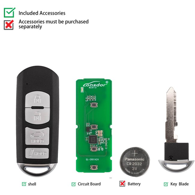 LONSDOR MZ30-23 Remote Key 4 Buttons Supports ID49 315MHz 433.92MHz for Mazda