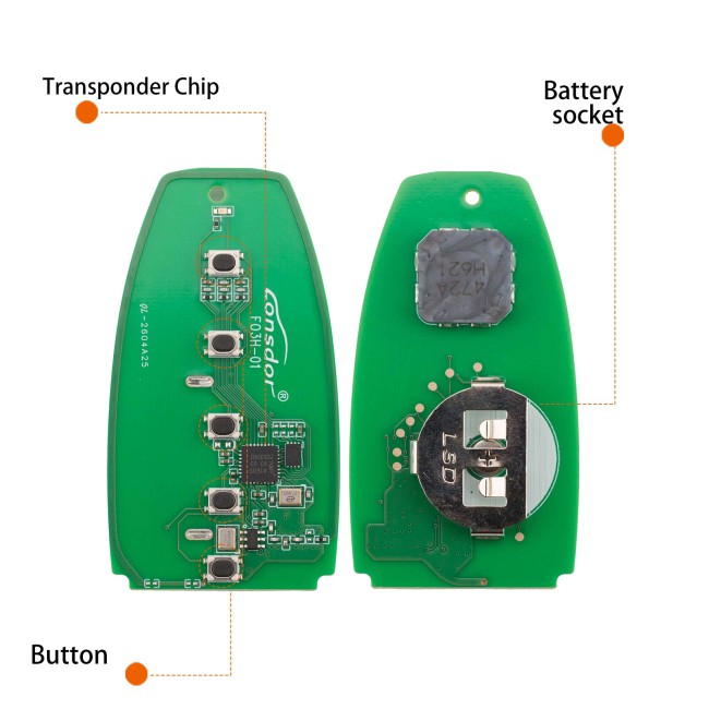 LONSDOR FO3H-0C High Frequency Remote Key 5 Buttons for Ford Supports ID46 ID49, 868/902MHZ