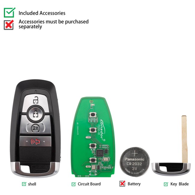 LONSDOR FO3H-05 High Frequency Remote Key 4 Buttons for Ford Supports ID46 ID49, 868/902MHZ
