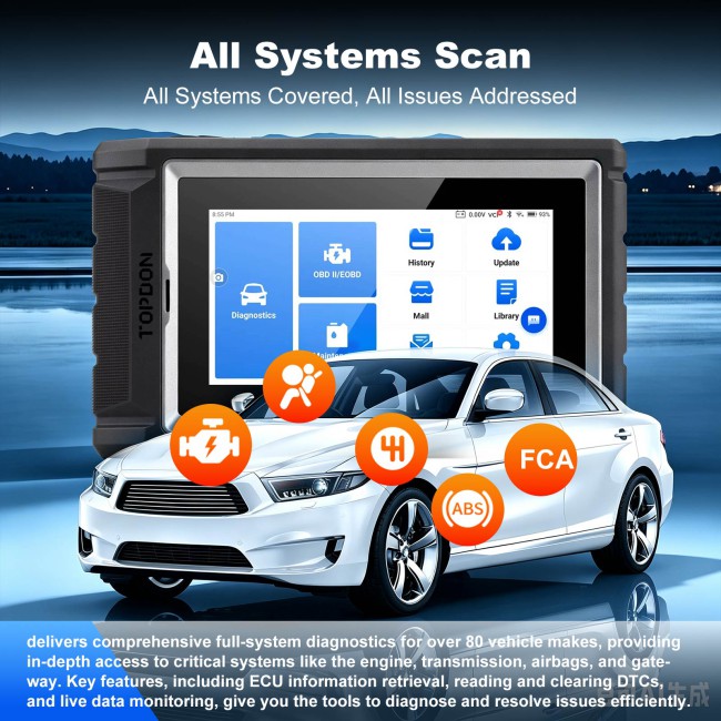 TOPDON Artidiag800 BT Artidiag 800 BT Mid-level Diagnostic Tool All System Diagnostics 28 Maintenance Service AutoVin & AutoScan Lifetime Free Update