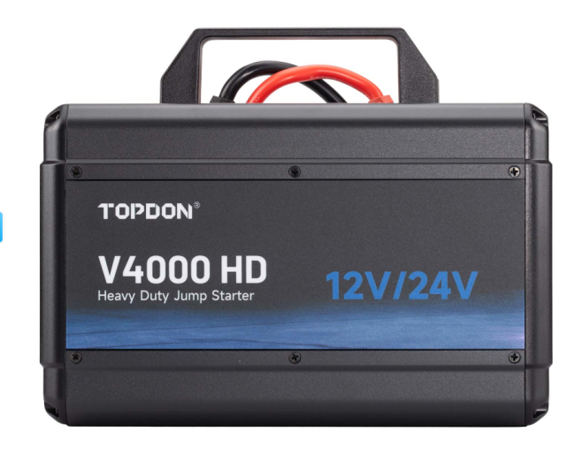 TOPDON V4000 HD 12V/24V 4000A Jump Starter Supports 60 Starts for Passenger vehicles & Light-duty, Fast Charge to  Full Power in 3.5H