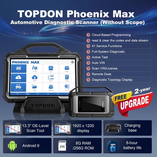 TOPDON Phoenix Max With 13.3 Inches Screen, Supports 4-channel Oscilloscope, ADAS Compatibility, Topology Mapping, J2534, DoIP, CanFD, D-PDU, RP1210