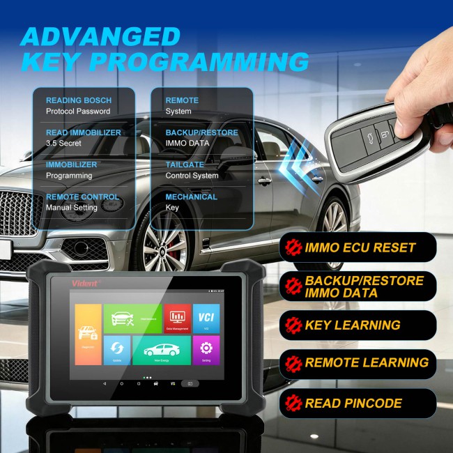 VIDENT iSmart810 Smart Key Programming Tool with High Configuration, Supports OE Level Diagnostics, 48 Maintenance Functions