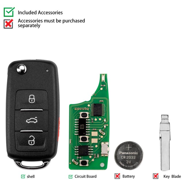 [5Pcs/Lot] KEYDIY KD NB08-4 PCF Universal Flip Remote Key 3+1 Buttons for Volkswagen Type